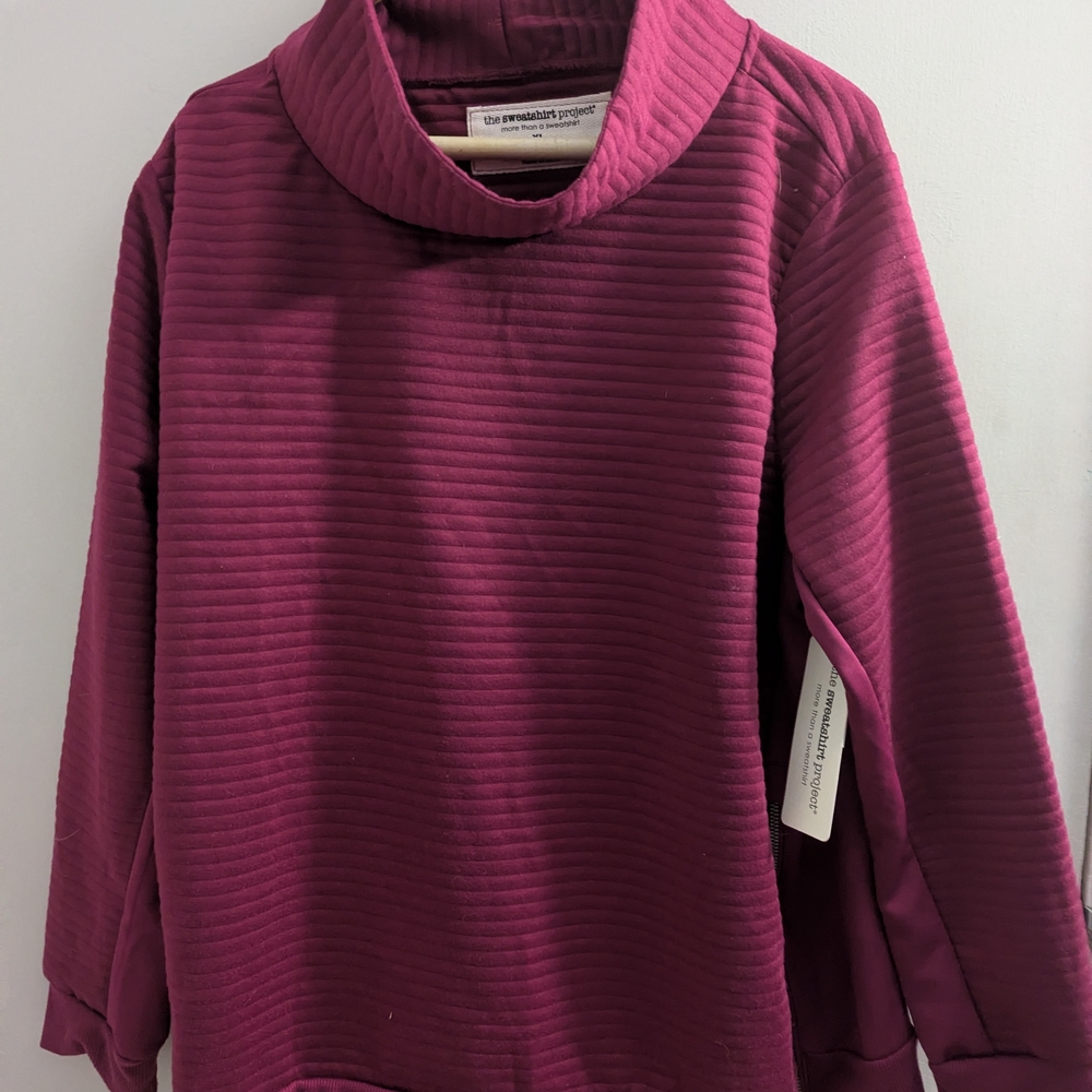 NWT XL Sweatshirt Project Ribbed Maroon Sweatshirt Gift Holiday Cozy Warm Women